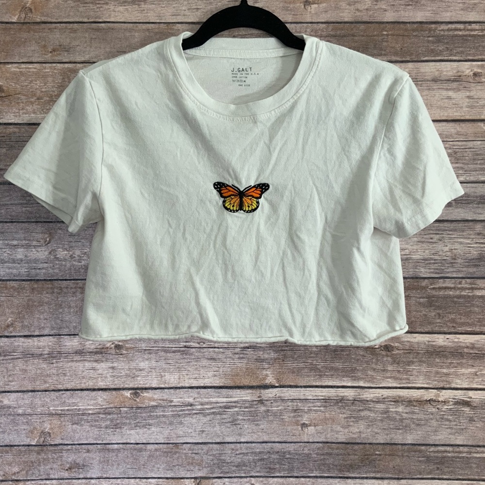 Brandy Melville Butterfly Crop Tee